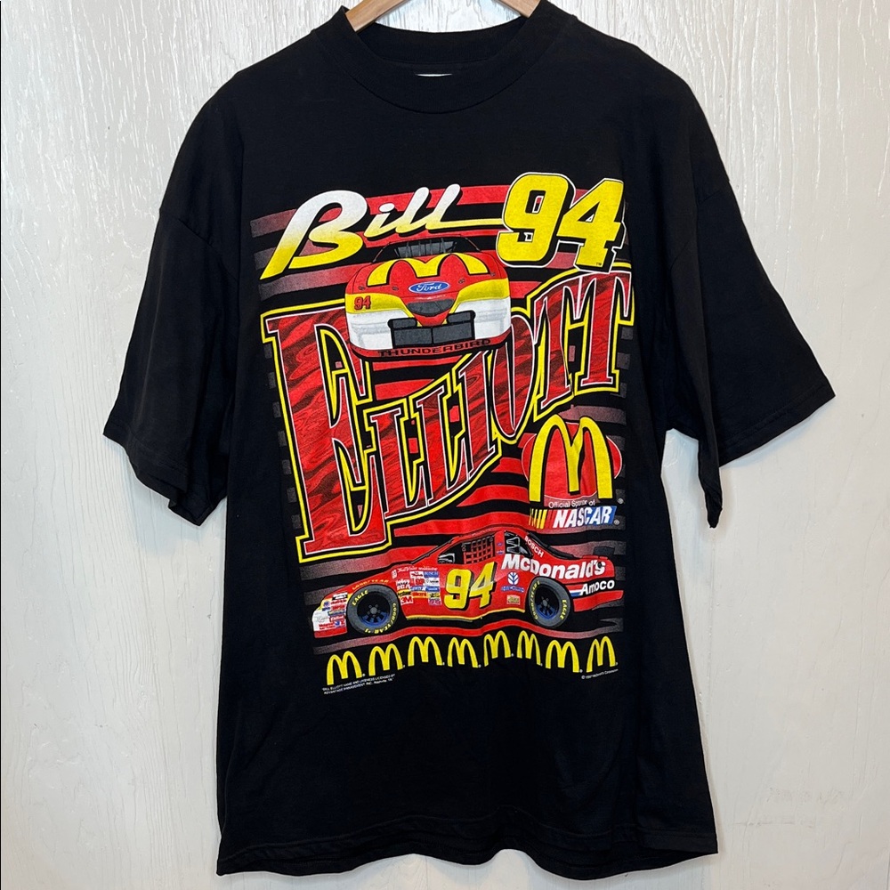 Vintage 90’s Bill Elliott Black Racing Graphic T-Shirt New Deadstock